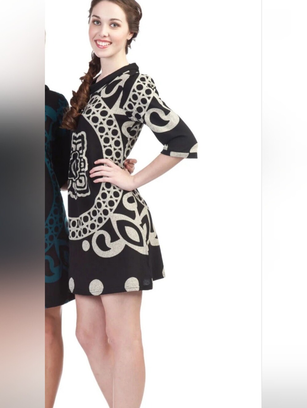 Papillon Black and Gray Geometric Mini Dress
